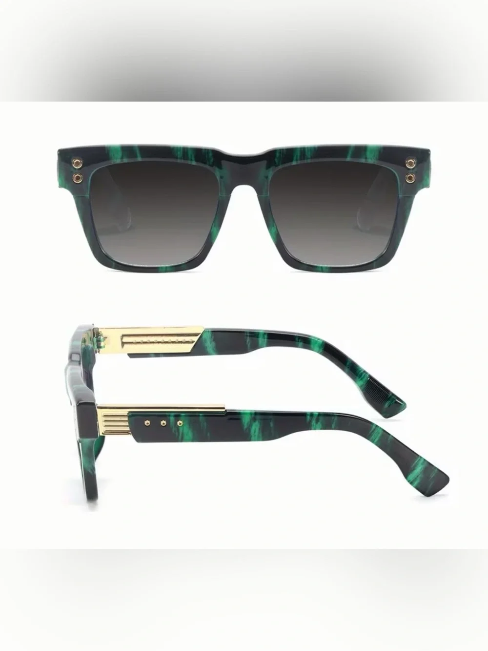 Men's Green Tortoiseshell Square Sunglasses